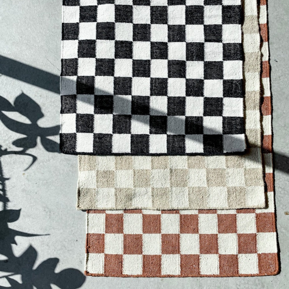 Buffalo Plaid Rug Layered Doormat Checkerboard Rug Black and White