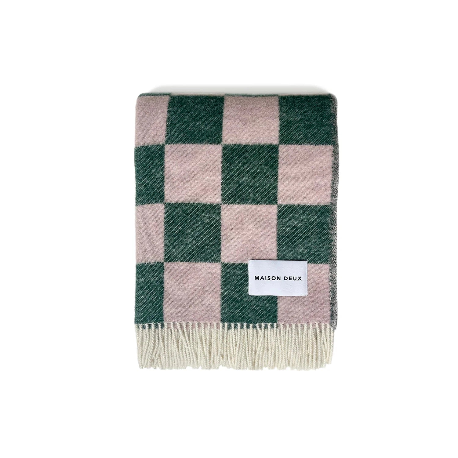 Maison Deux Checkerboard Green Pink Blanket