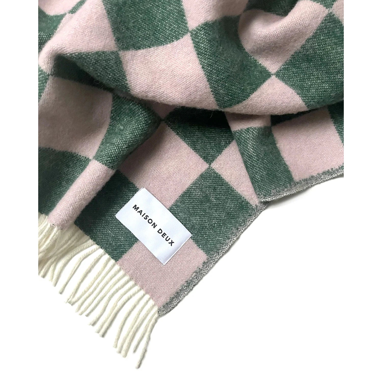 Checkerboard Green Pink Blanket