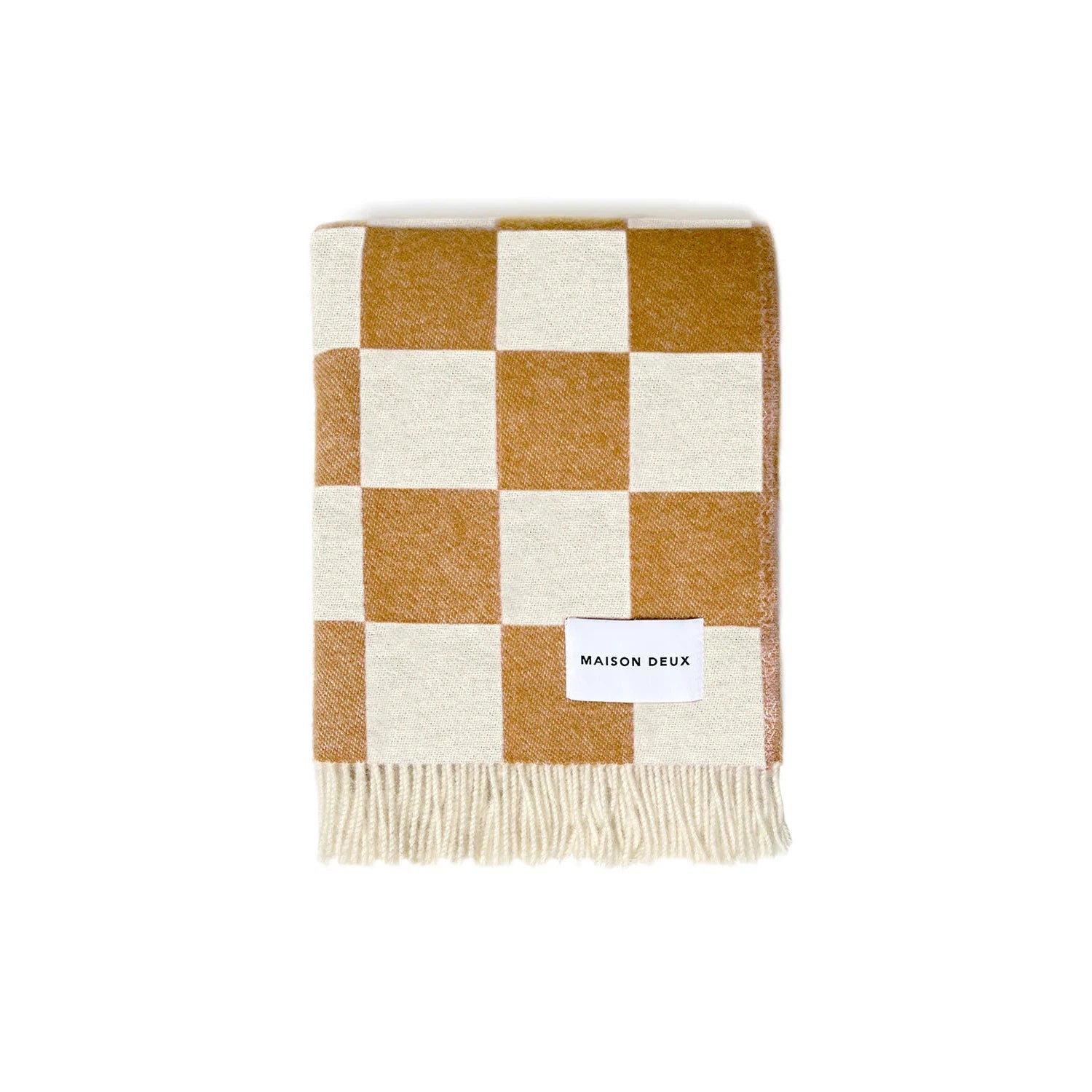 Maison Deux Checkerboard Terra Brown White Blanket