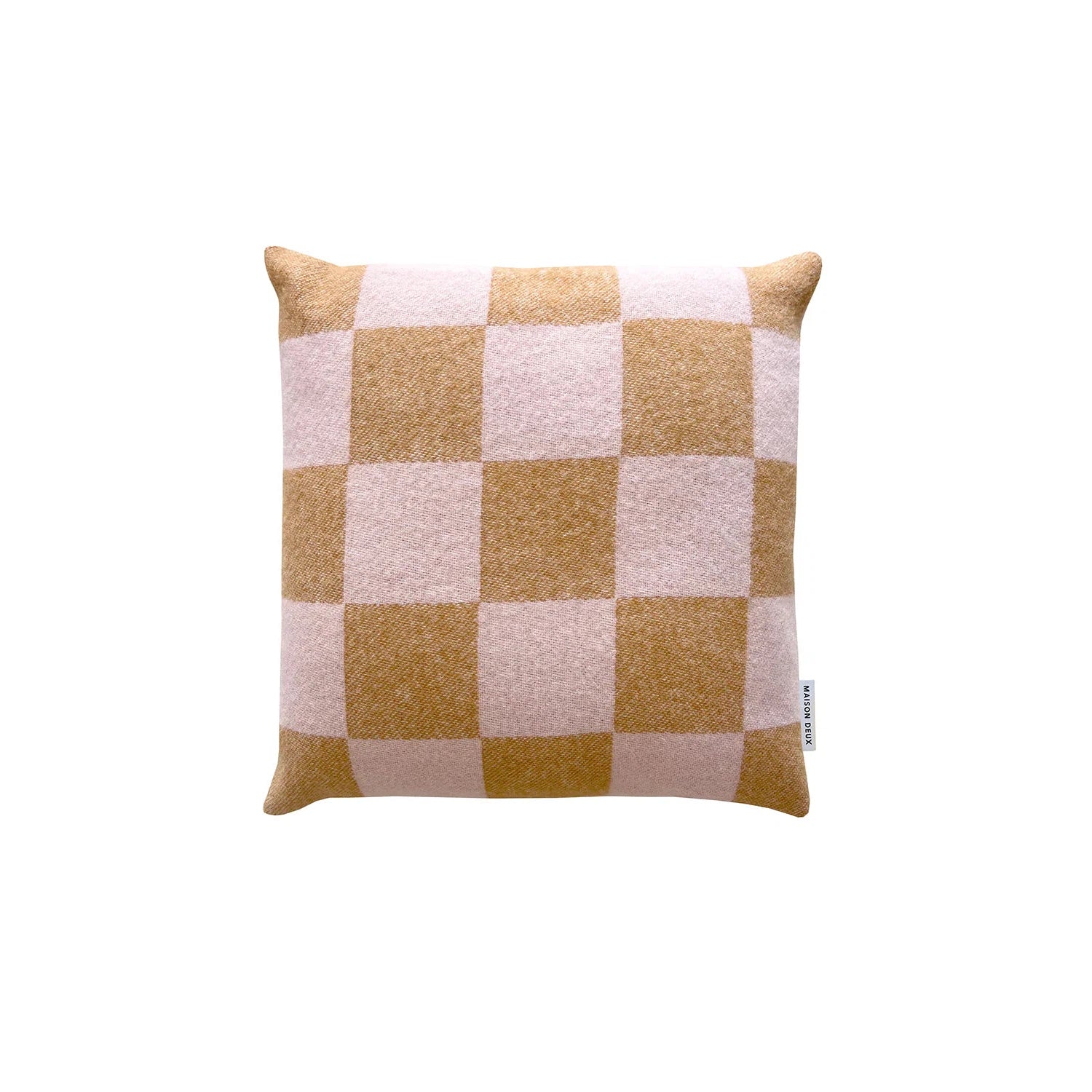 Checkerboard Terra Brown Pink Cushion