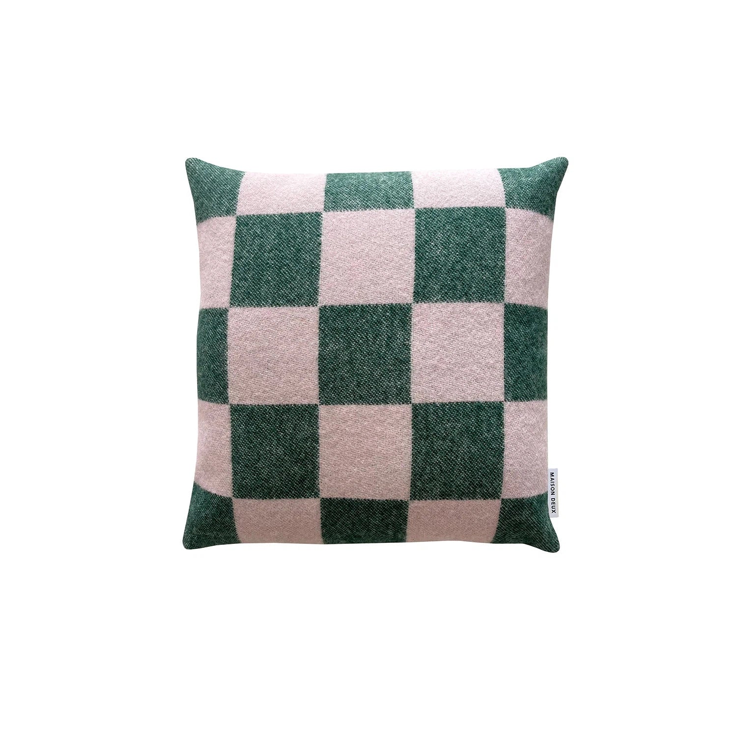 Maison Deux Checkerboard Green Pink Cushion