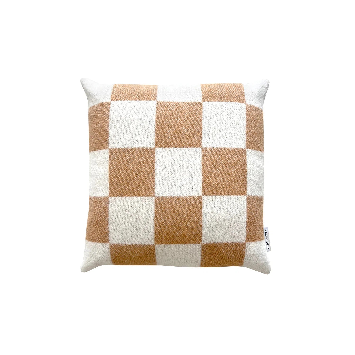 Maison Deux Checkerboard Terra Brown White Cushion