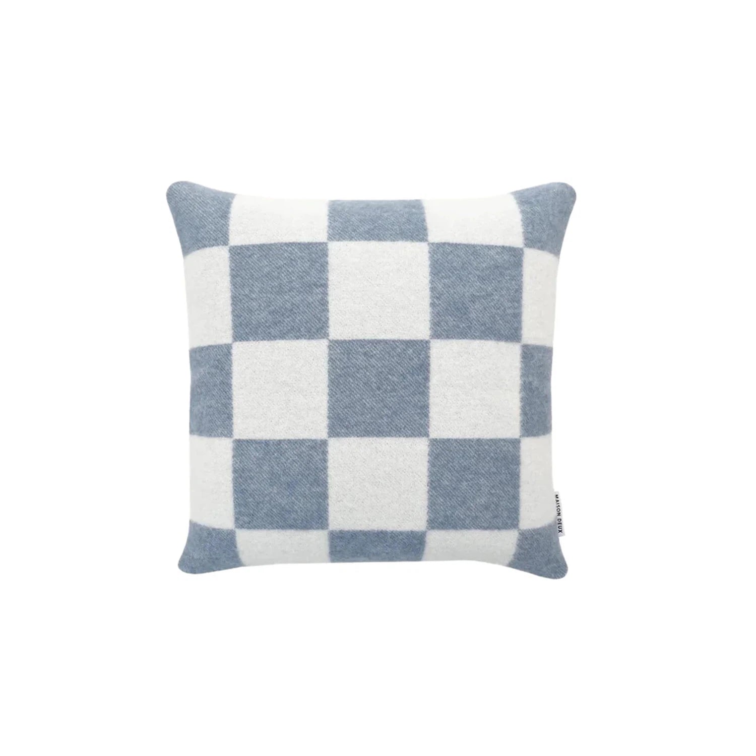 Maison Deux Checkerboard Denim Blue White Cushion