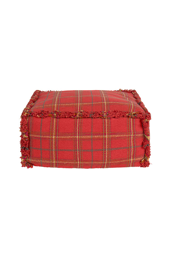 Maple Red Handloom Pouf