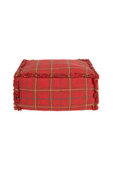 Maple Red Handloom Pouf