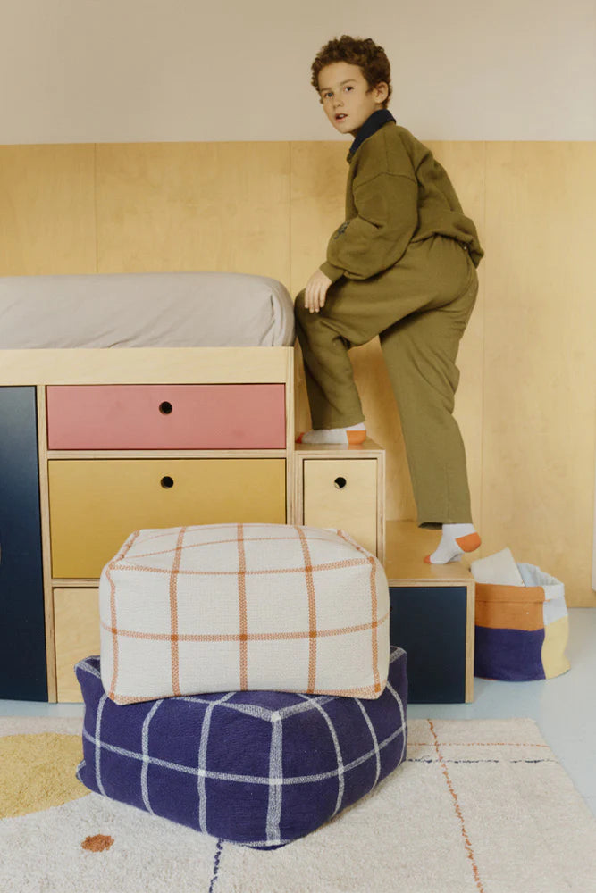 PUFF GEO BLOCK NAVY BLUE - Rugs by Roo