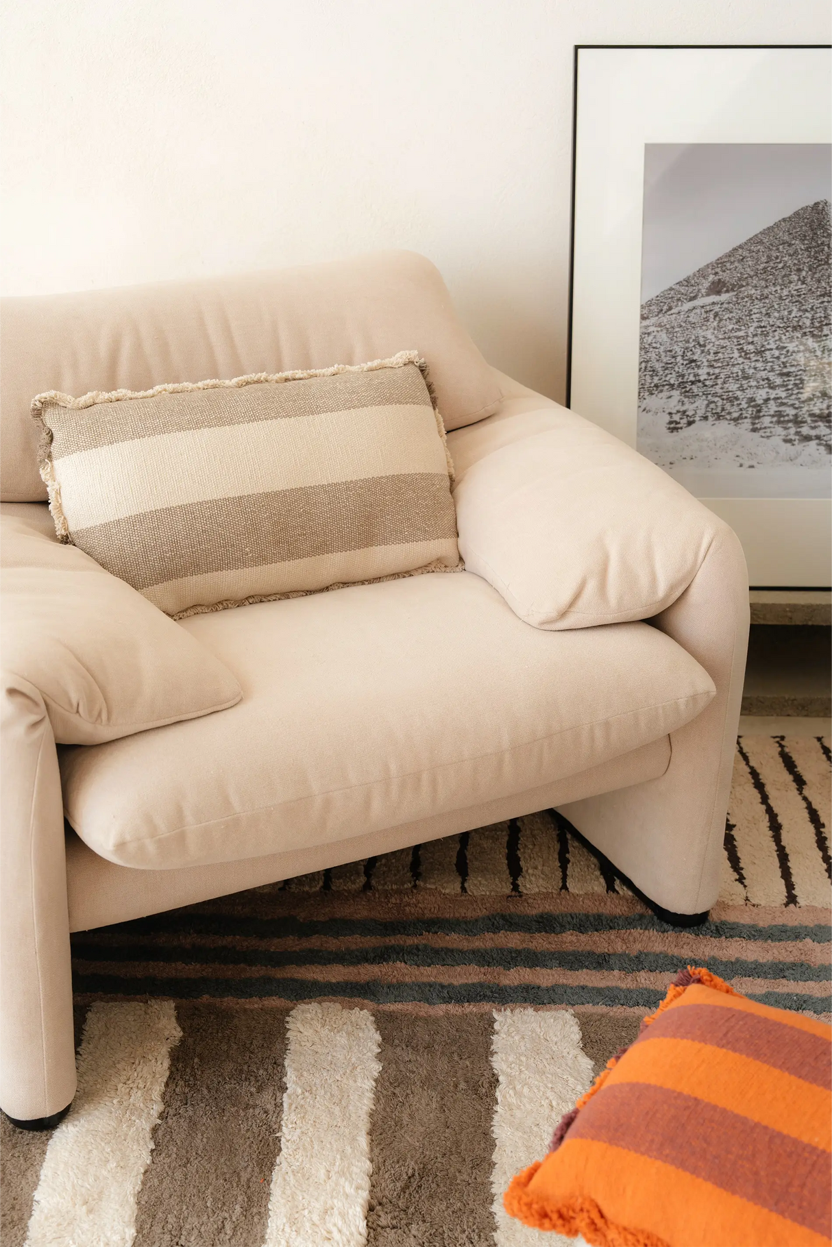 Rectangular Lines Brown Cushion