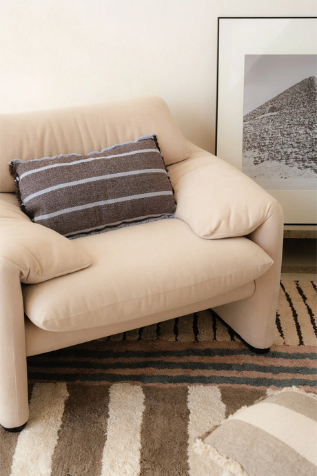 Rectangular Lines Navy Cushion