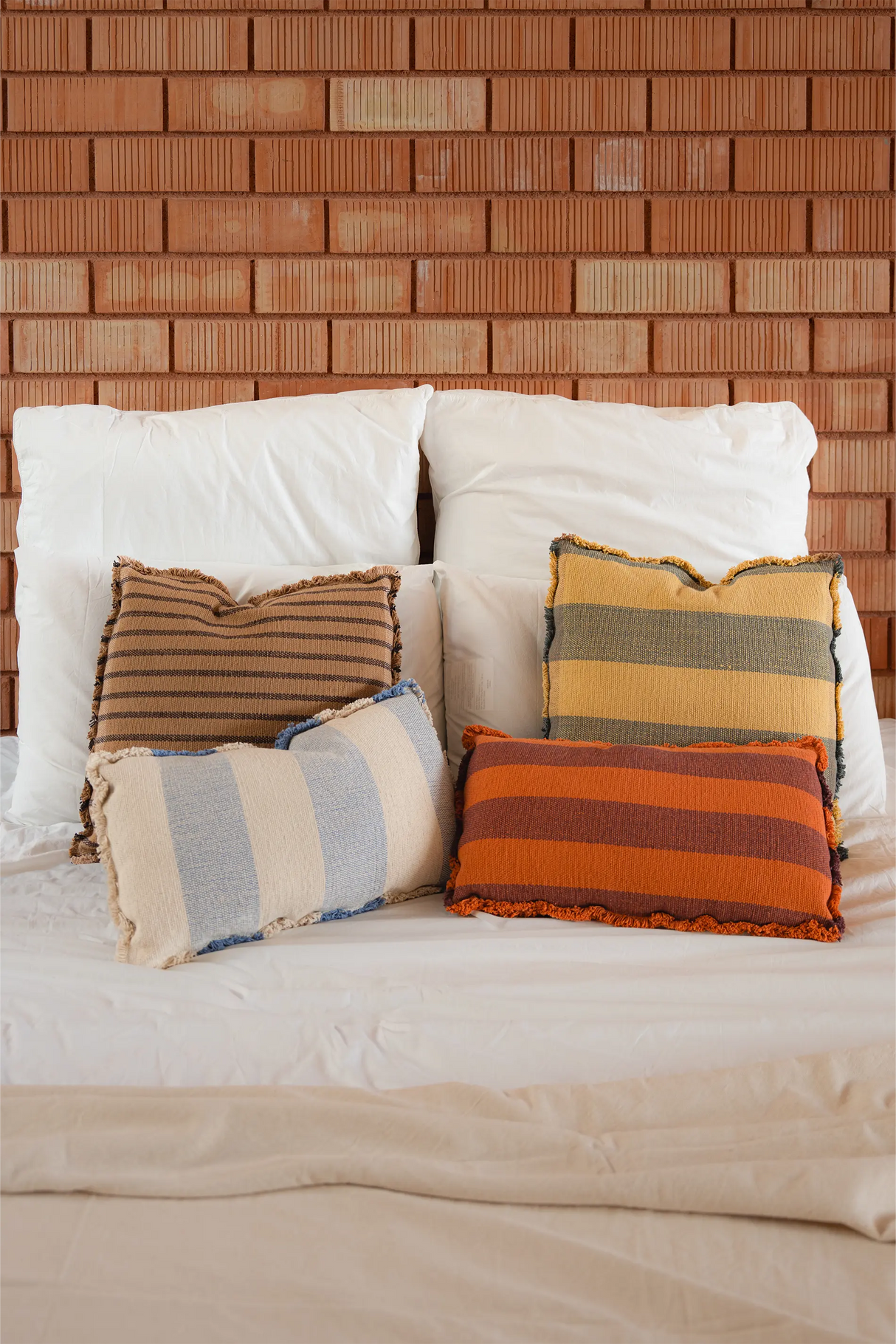 Rectangular Lines Terracotta Cushion