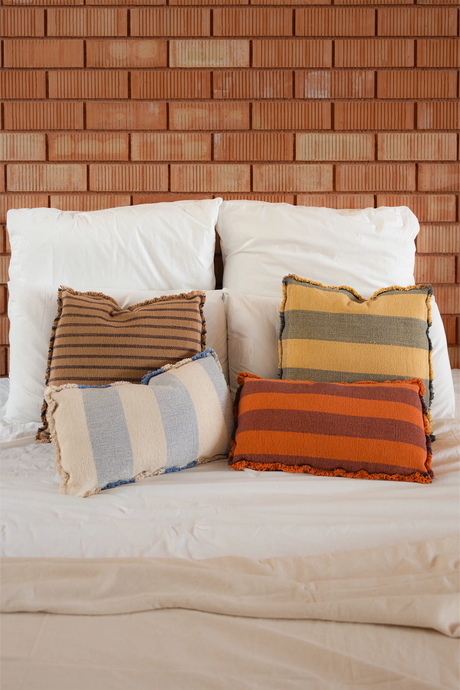 Rectangular Lines Terracotta Cushion