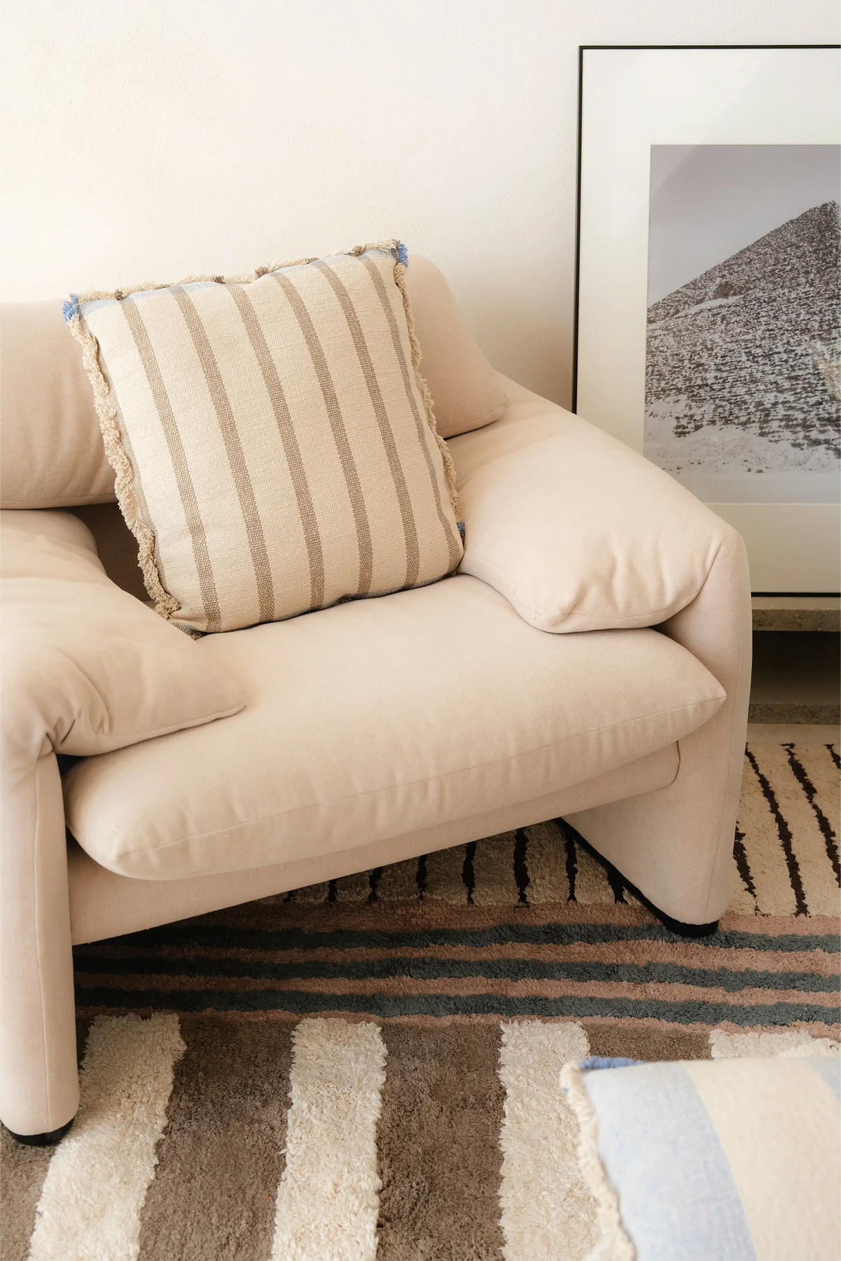 Square Lines Brown Cushion