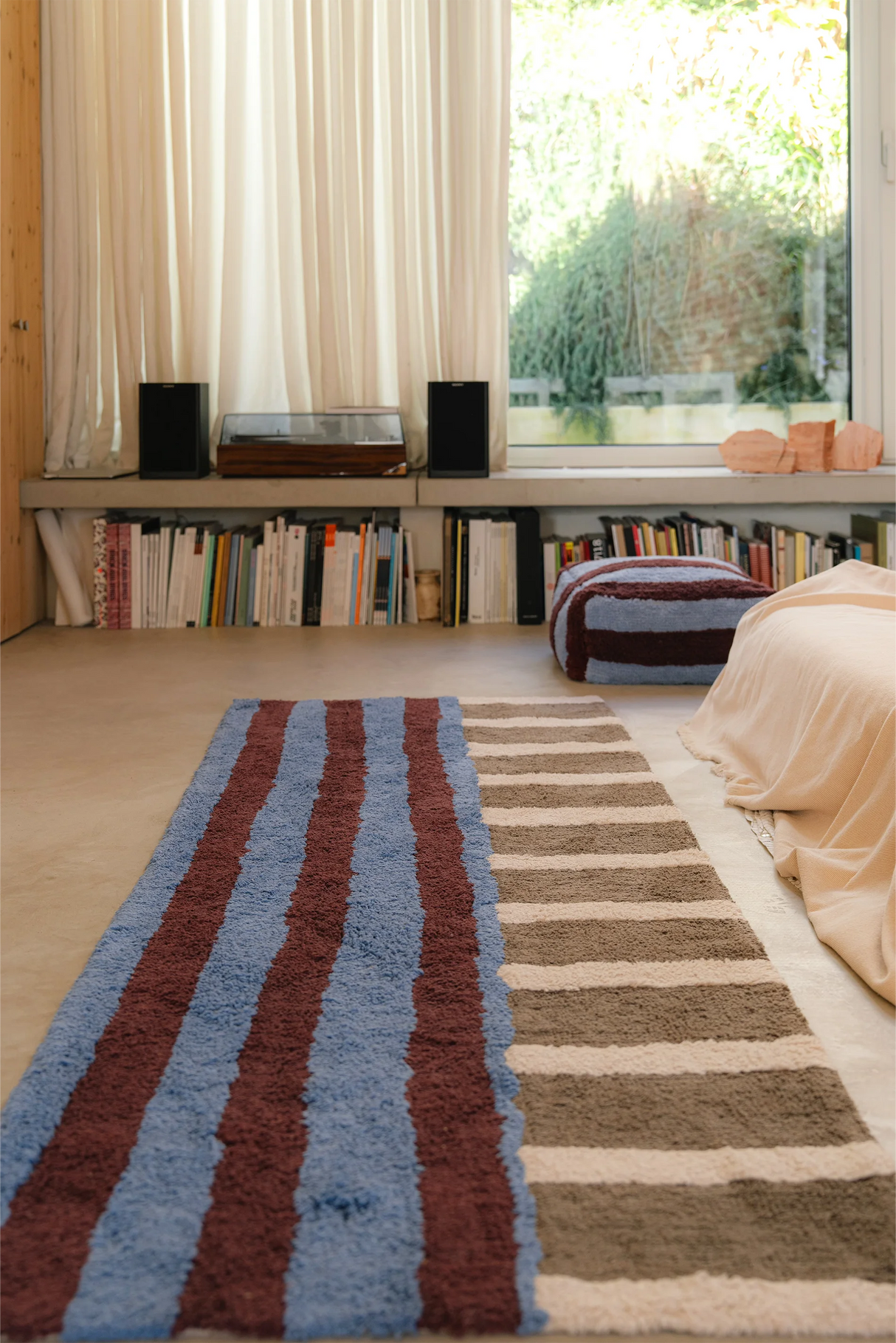 Color On Indigo Blue Washable Runner Rug
