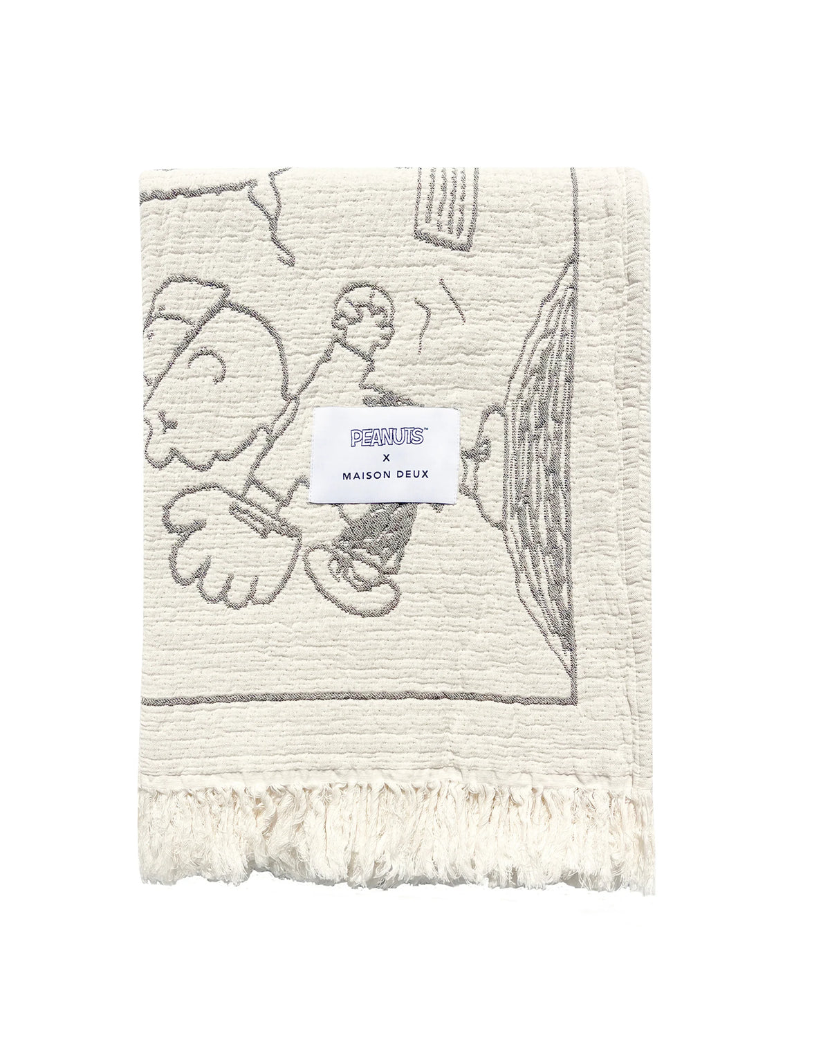 Blanket PEANUTS BASEBALL Comic Strip Cotton Black/White