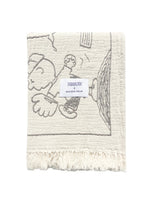 Blanket PEANUTS BASEBALL Comic Strip Cotton Black/White