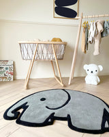 Rug OLIFANT Elephant Grey / Black Print