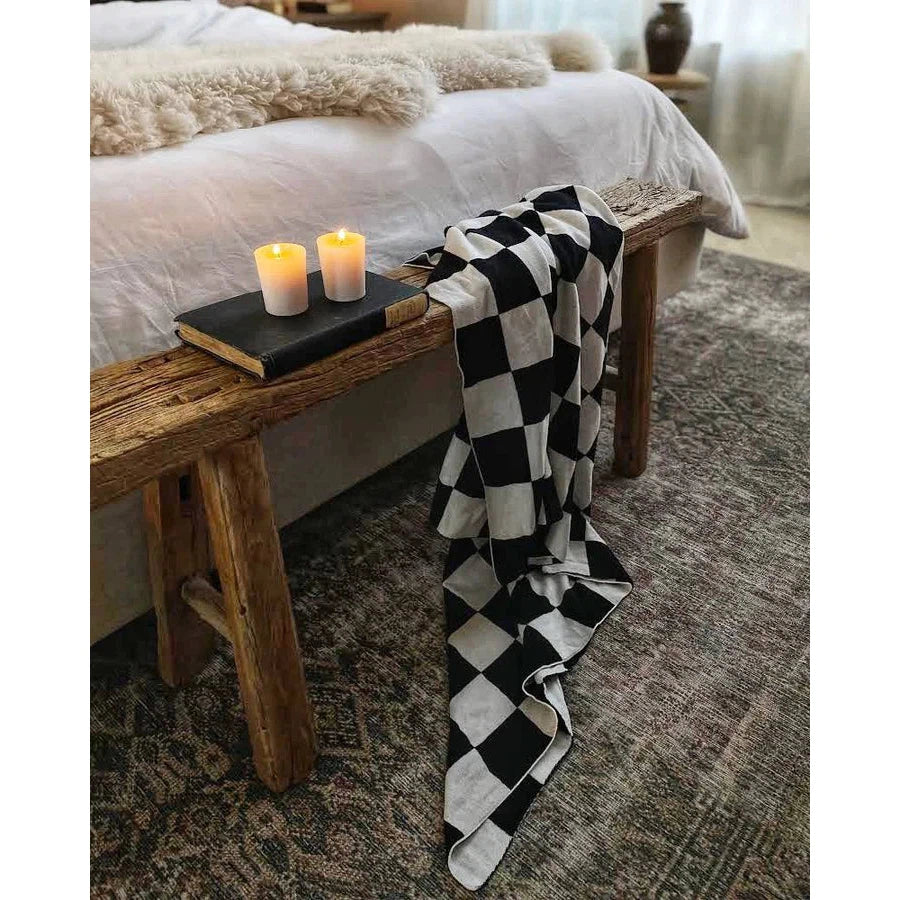 RCD Monochrome Checkered Black & White Throw Blanket