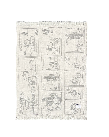 Blanket PEANUTS DESSERT Comic Strip Cotton Black/White - Rugs by Roo