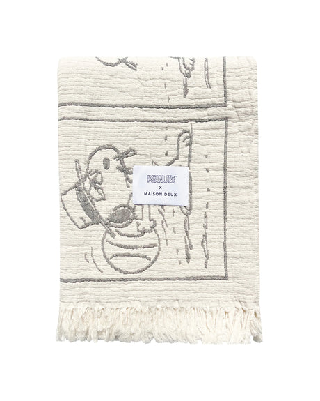 Blanket PEANUTS DESSERT Comic Strip Cotton Black/White - Rugs by Roo