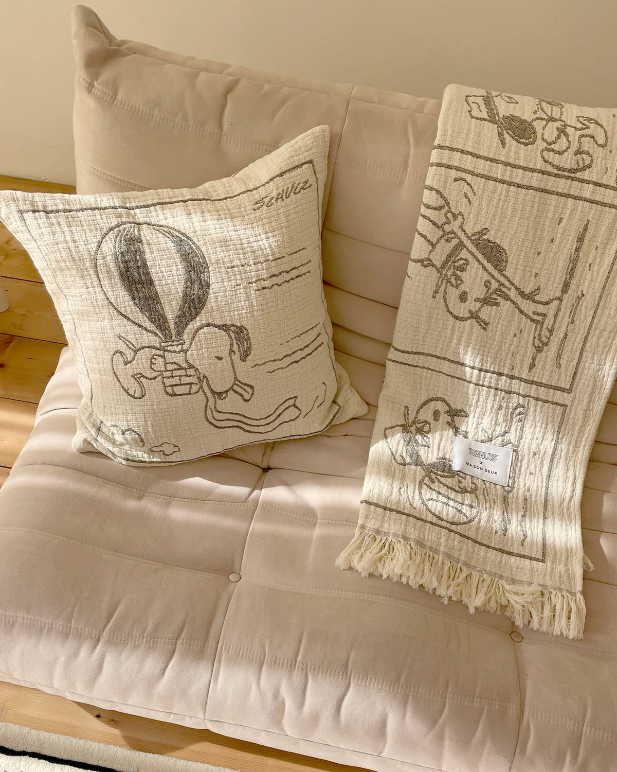 Blanket PEANUTS DESSERT Comic Strip Cotton Black/White