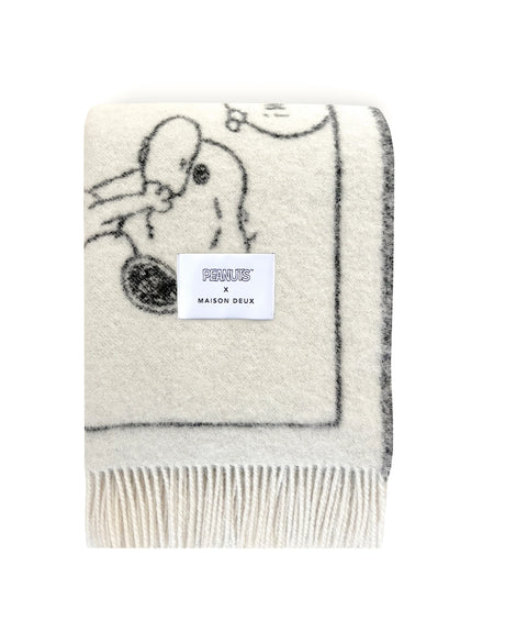 Blanket PEANUTS DOUGHNUT Comic Strip Black/White - Rugs by Roo