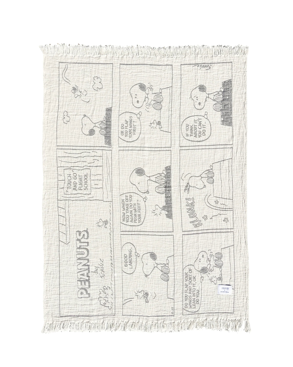Blanket PEANUTS FLIGHT SCHOOL Comic Strip Cotton Black/White