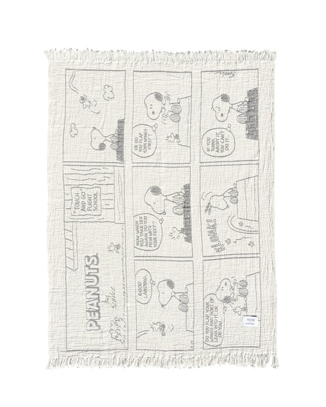 Blanket PEANUTS FLIGHT SCHOOL Comic Strip Cotton Black/White - Rugs by Roo