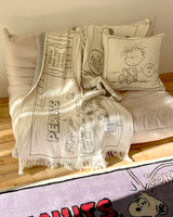 Blanket PEANUTS FLIGHT SCHOOL Comic Strip Cotton Black/White