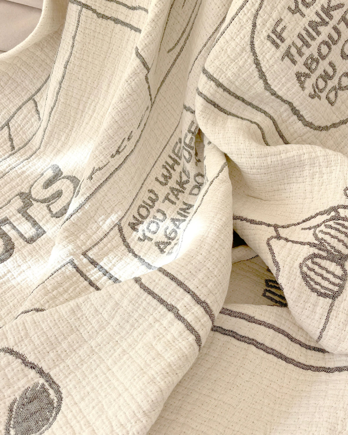 Blanket PEANUTS FLIGHT SCHOOL Comic Strip Cotton Black/White