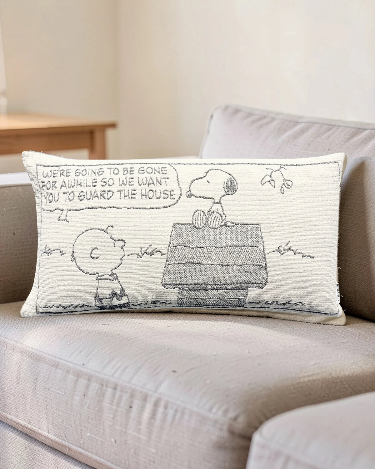 Cushion Cover PEANUTS GUARD THE HOUSE Cotton Black / White