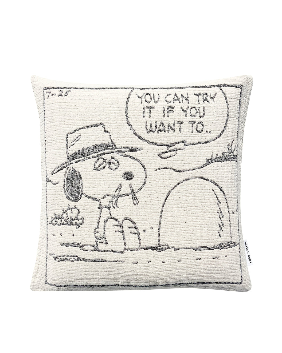 Cushion Cover PEANUTS ROCK Cotton Black / White