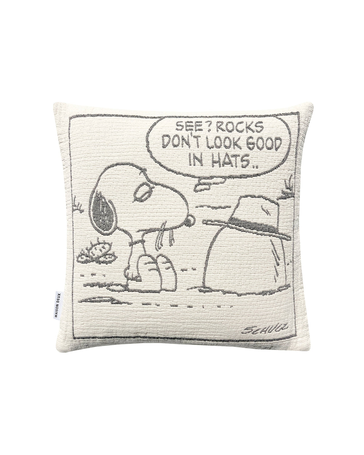 Cushion Cover PEANUTS ROCK Cotton Black / White