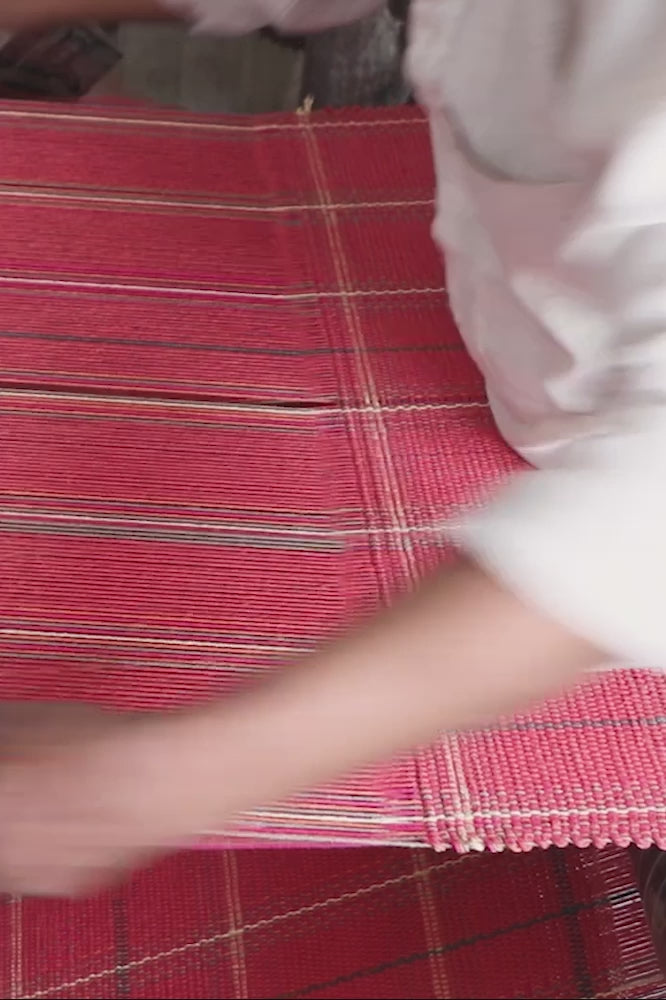 Maple Red Handloom Cushion