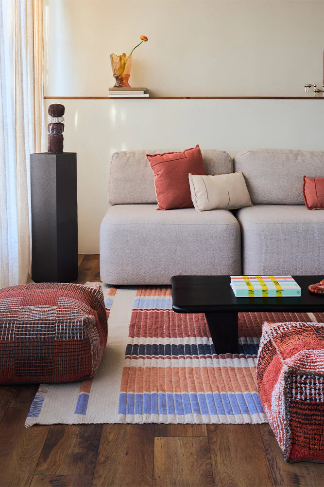 Reversible Maple Red City Pouf