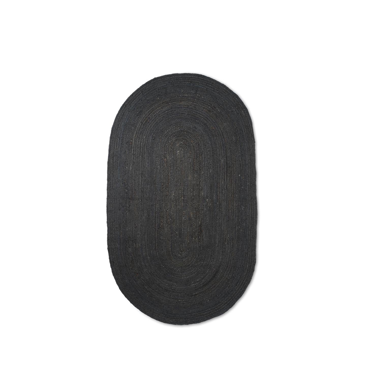Rugs by Roo | Ferm Living Eternal Oval Jute Rug Black Small Area Rug-1104263336