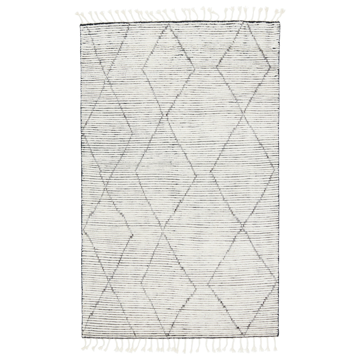 Rugs by Roo | Jaipur Living Ammil Hand-Knotted Trellis Cream Black Area Rug-RUG143461