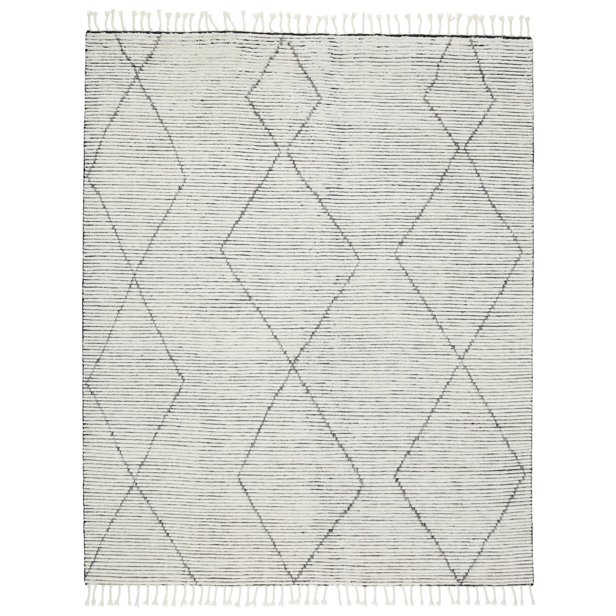 Rugs by Roo | Jaipur Living Ammil Hand-Knotted Trellis Cream Black Area Rug-RUG143461