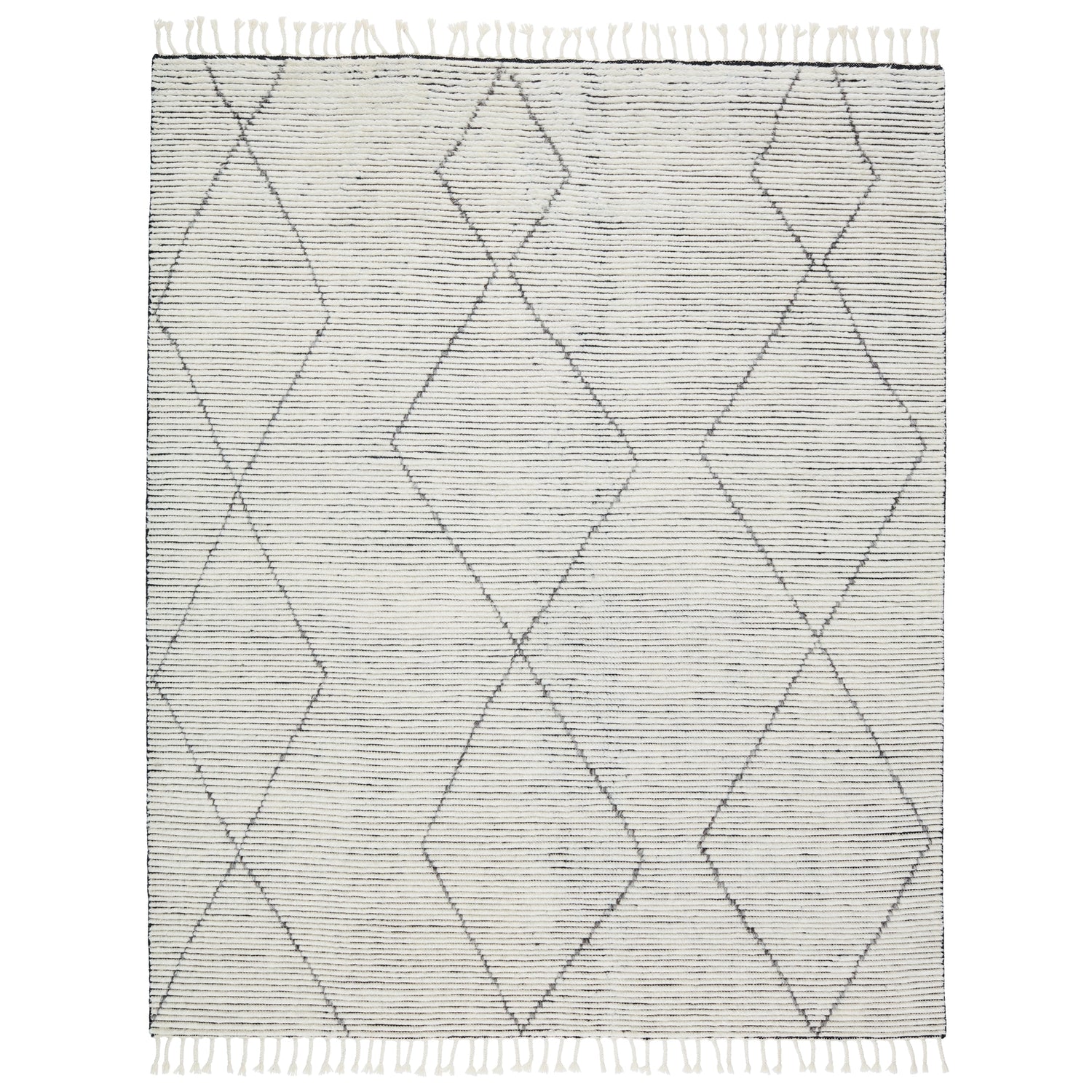 Rugs by Roo | Jaipur Living Ammil Hand-Knotted Trellis Cream Black Area Rug-RUG143461