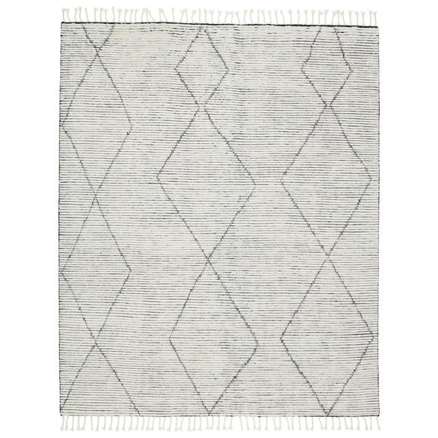 Rugs by Roo | Jaipur Living Ammil Hand-Knotted Trellis Cream Black Area Rug-RUG143461