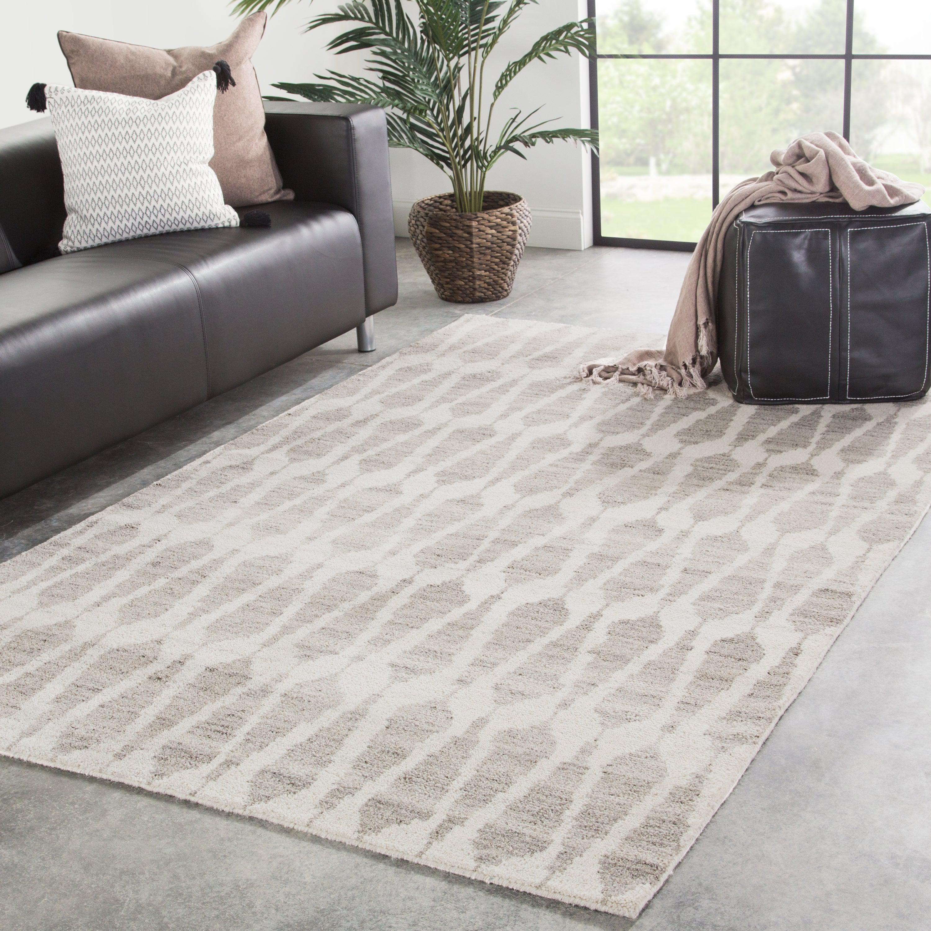 Rugs by Roo | Jaipur Living Sabot Hand-Knotted Geometric Ivory Light Gray Area Rug-RUG140049