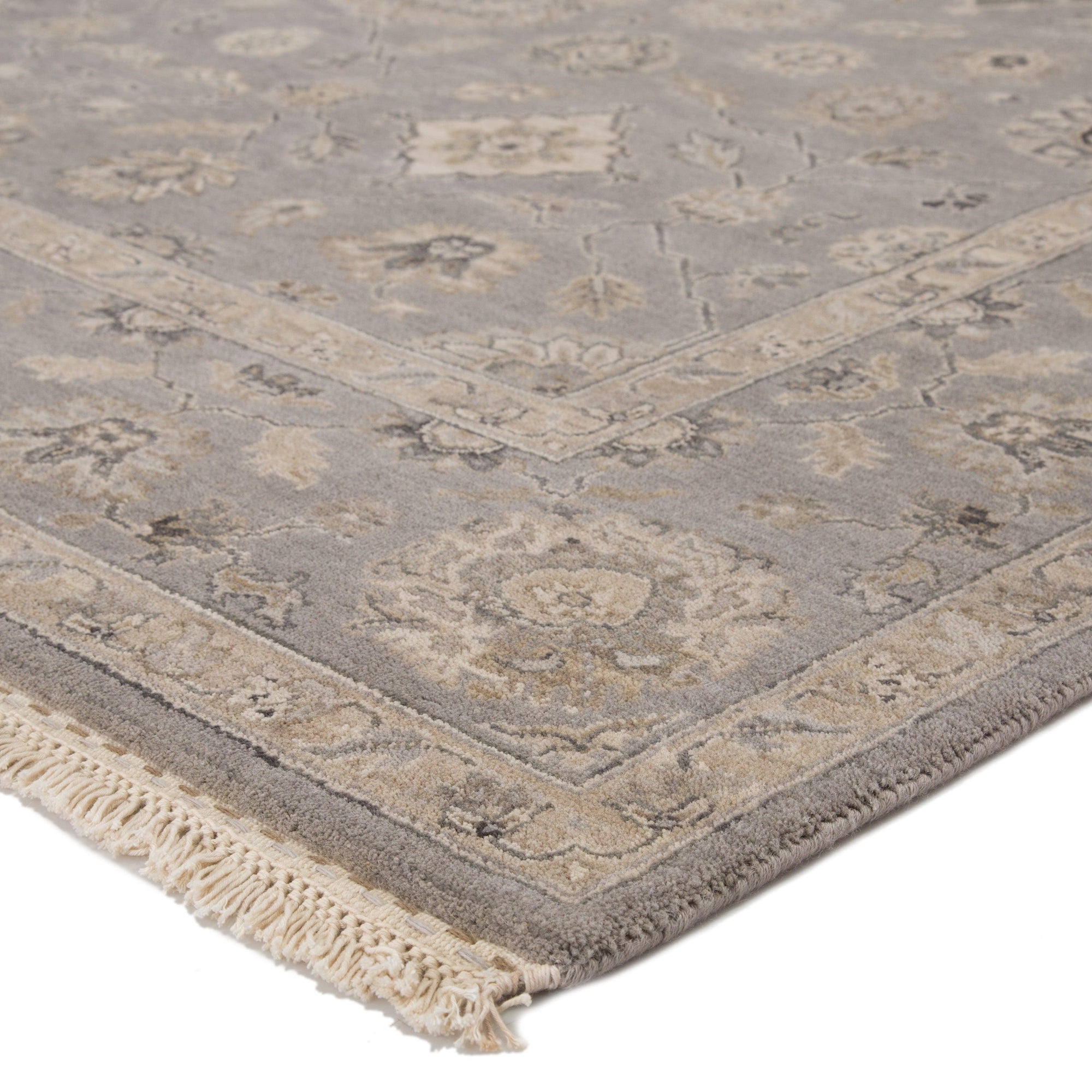 Rugs by Roo | Jaipur Living Riverton Hand-Knotted Medallion Gray Tan Area Rug-RUG133647