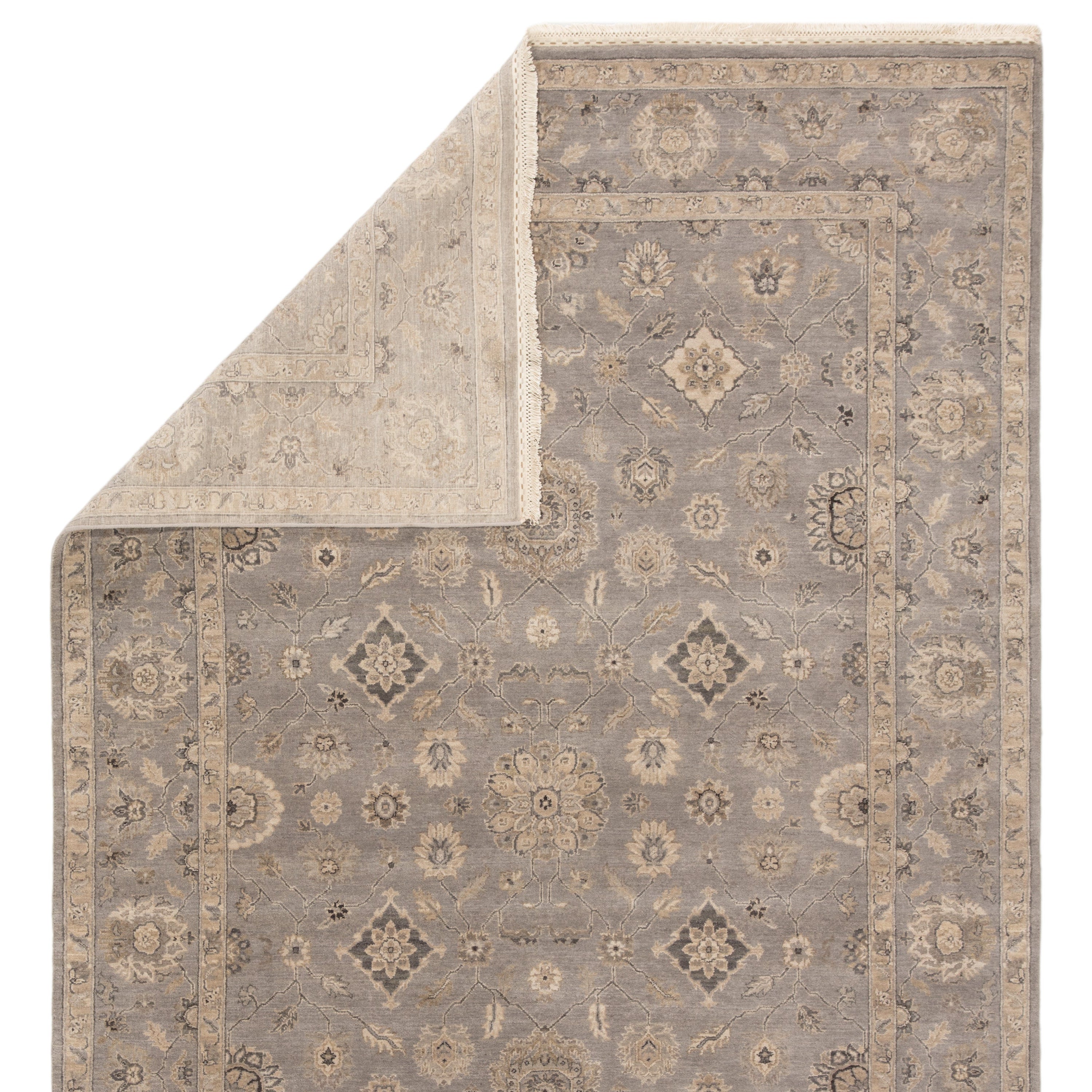 Rugs by Roo | Jaipur Living Riverton Hand-Knotted Medallion Gray Tan Area Rug-RUG133647
