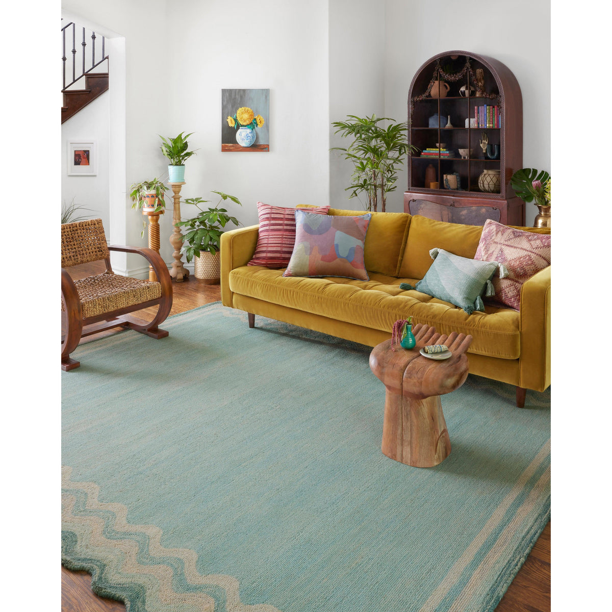 HAY Braided rug, green