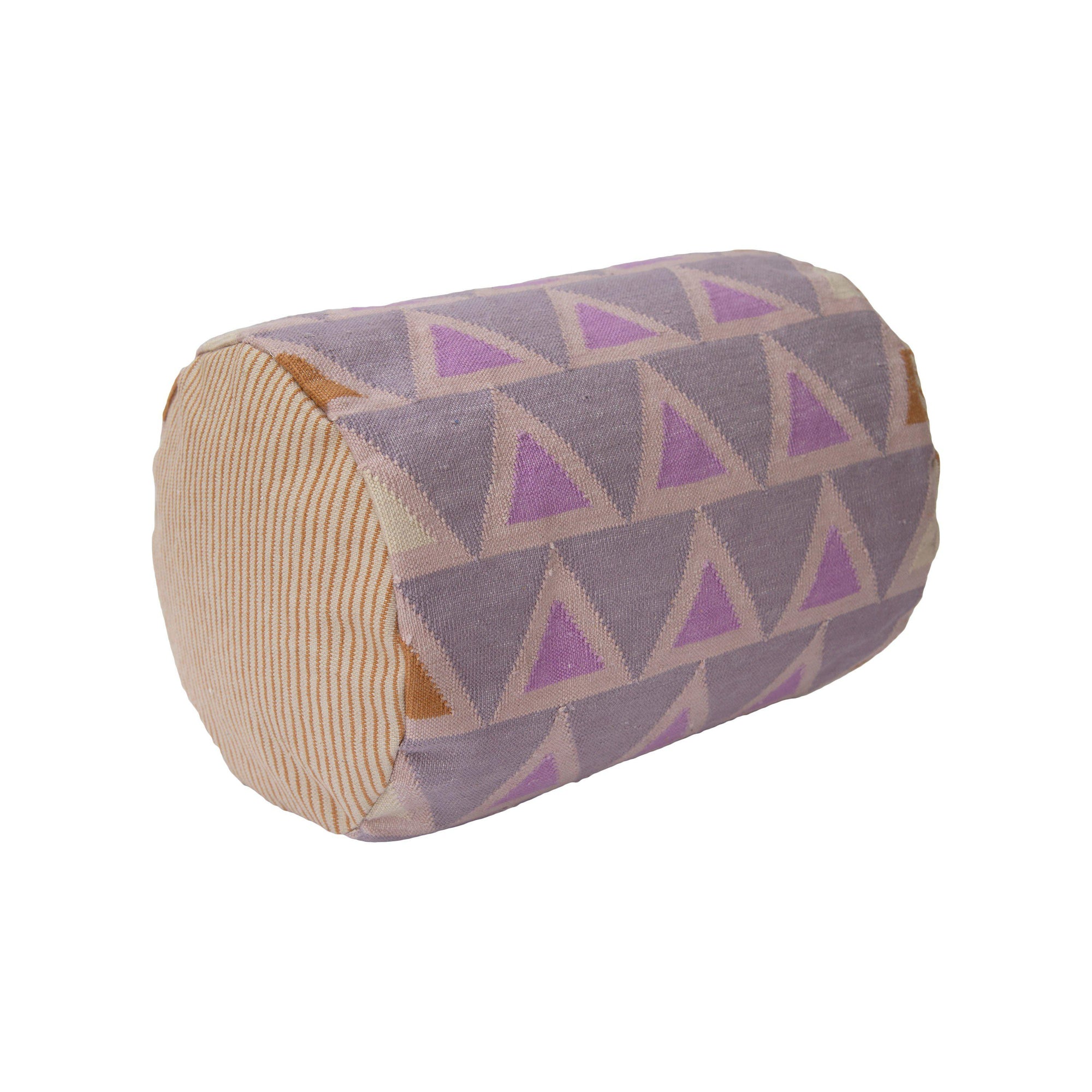 Rugs by Roo | Leah Singh Maya Triangles Bolster Pillow - Purple-H18BOL01
