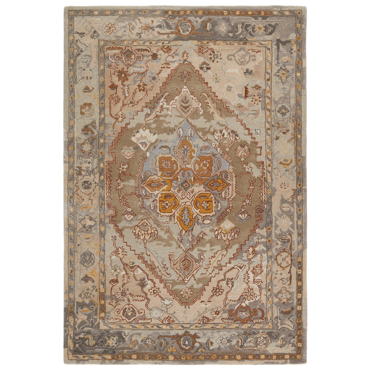 Rugs by Roo | Jaipur Living Raisa Handmade Medallion Taupe Gold Area Rug-RUG151577