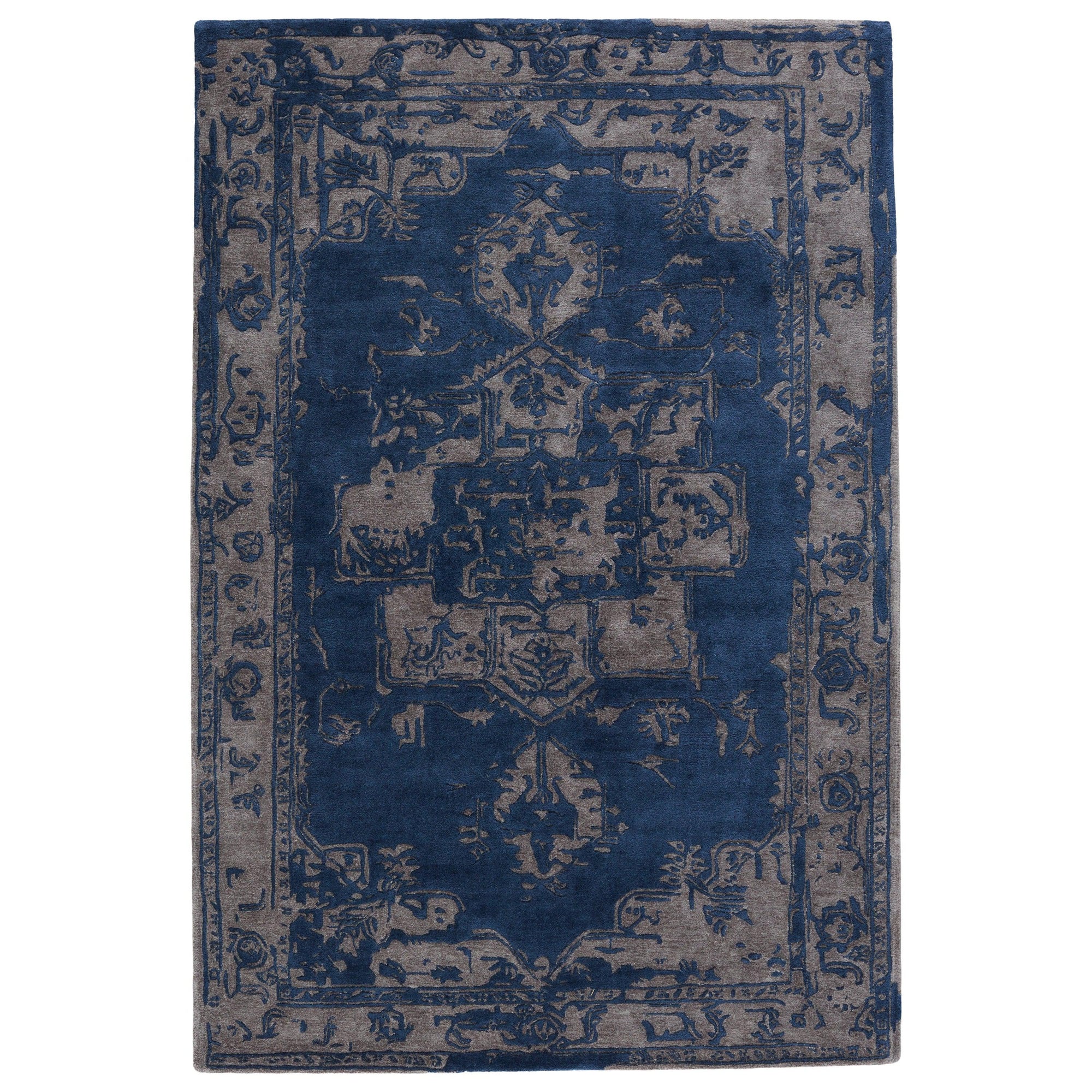 Rugs by Roo | Jaipur Living Alvea Handmade Medallion Blue Gray Area Rug-RUG153334