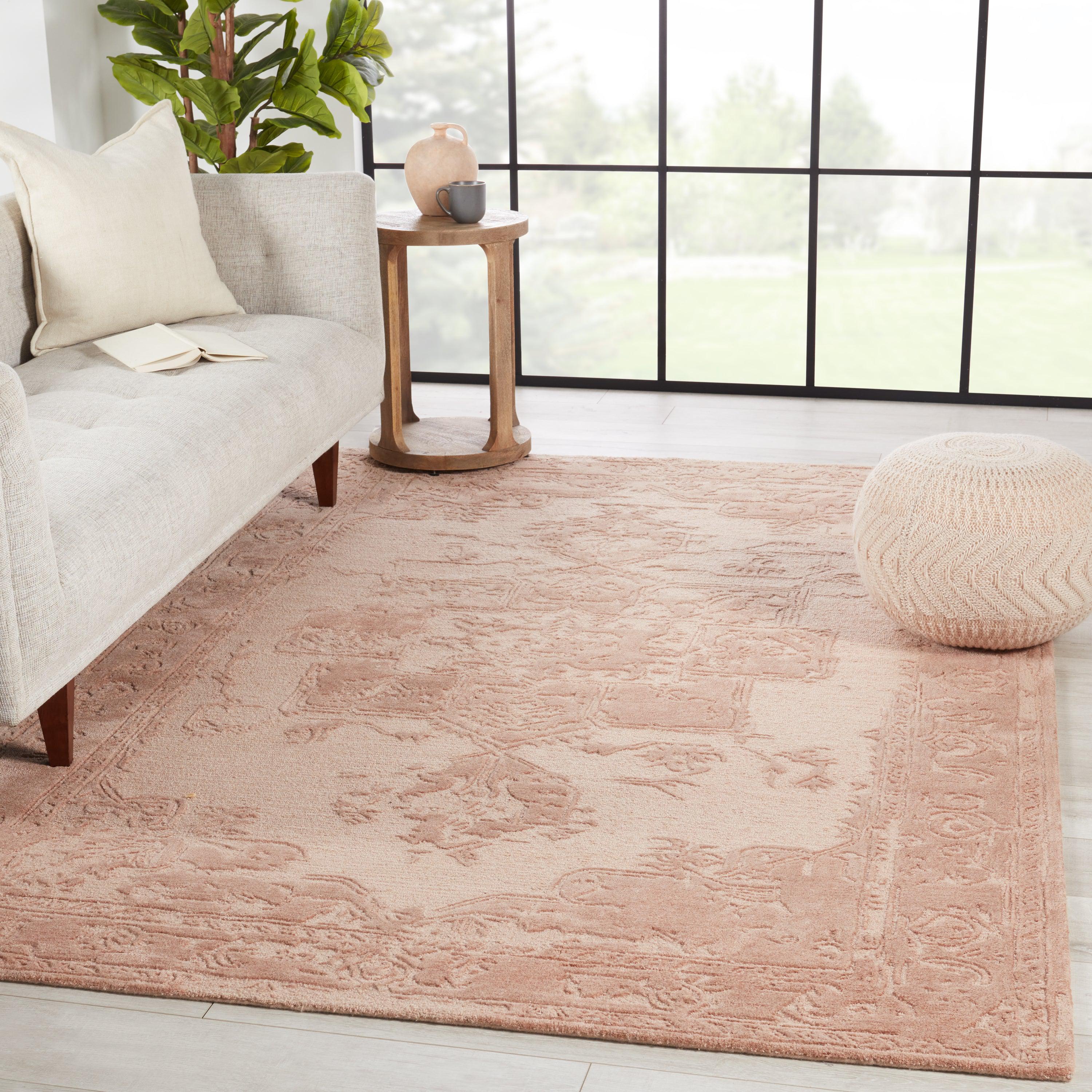 Rugs by Roo | Jaipur Living Alvea Handmade Medallion Blush Beige Area Rug-RUG153338