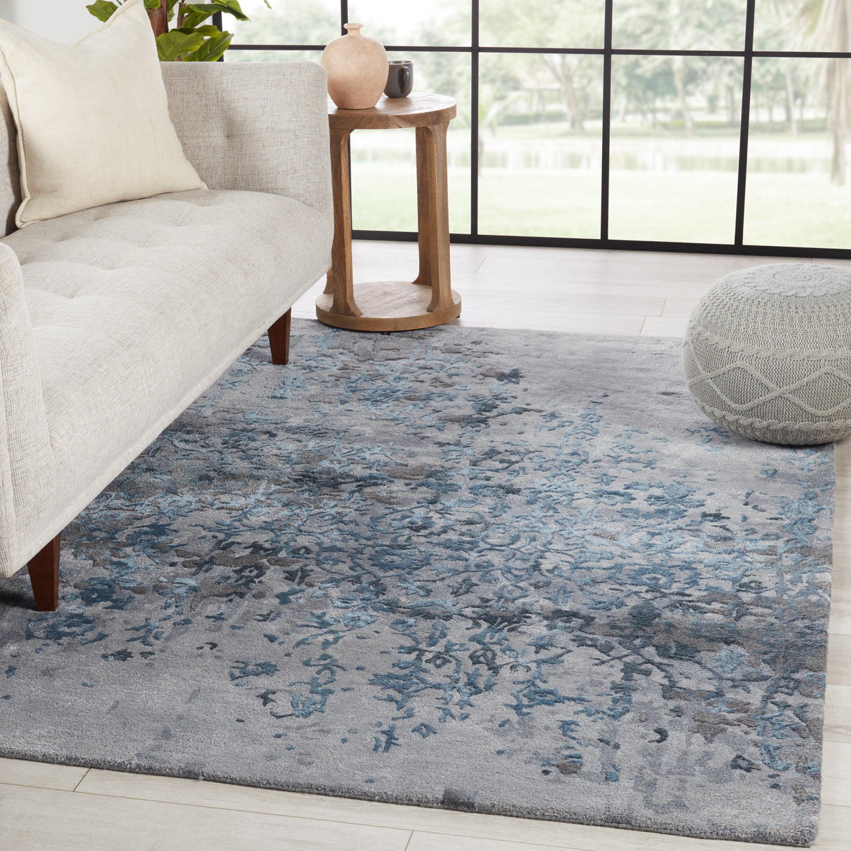 Rugs by Roo | Jaipur Living Ballare Handmade Abstract Blue Gray Area Rug-RUG153390