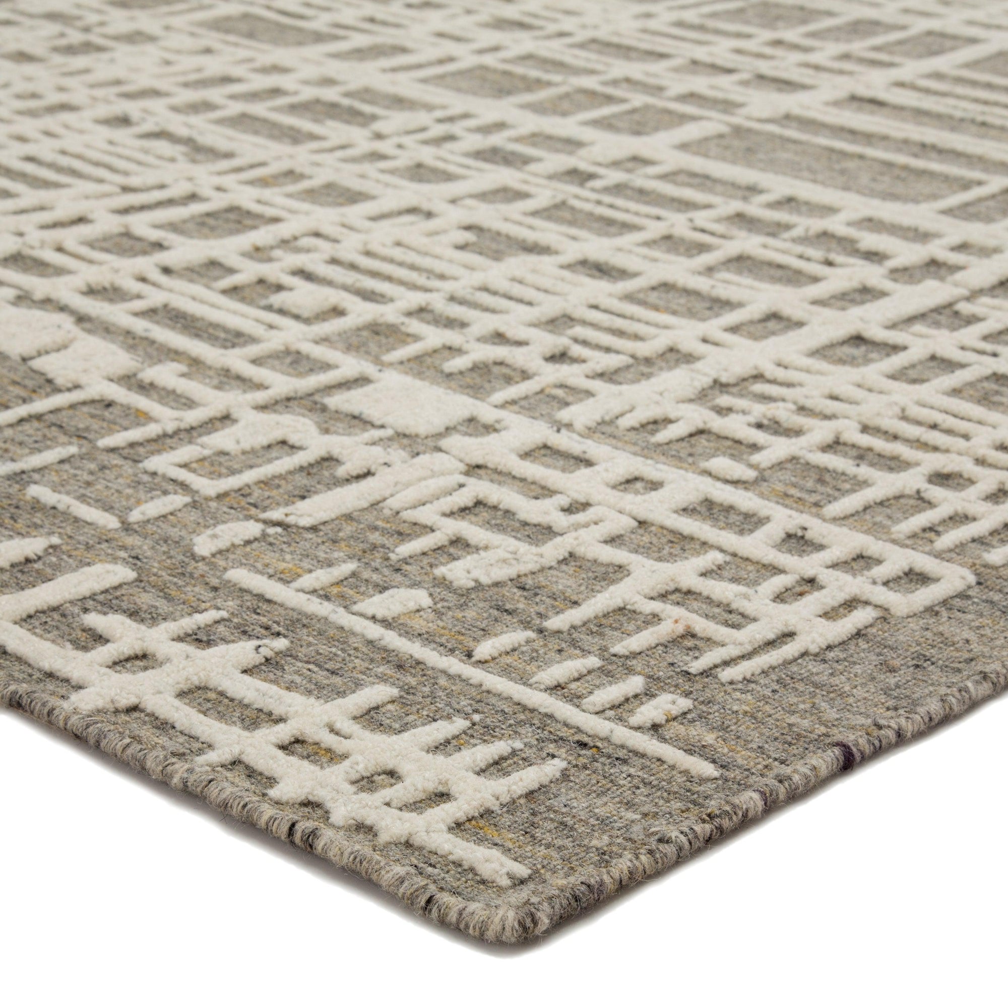 Rugs by Roo | Jaipur Living Arlo Handmade Trellis Gray Cream Area Rug-RUG143974