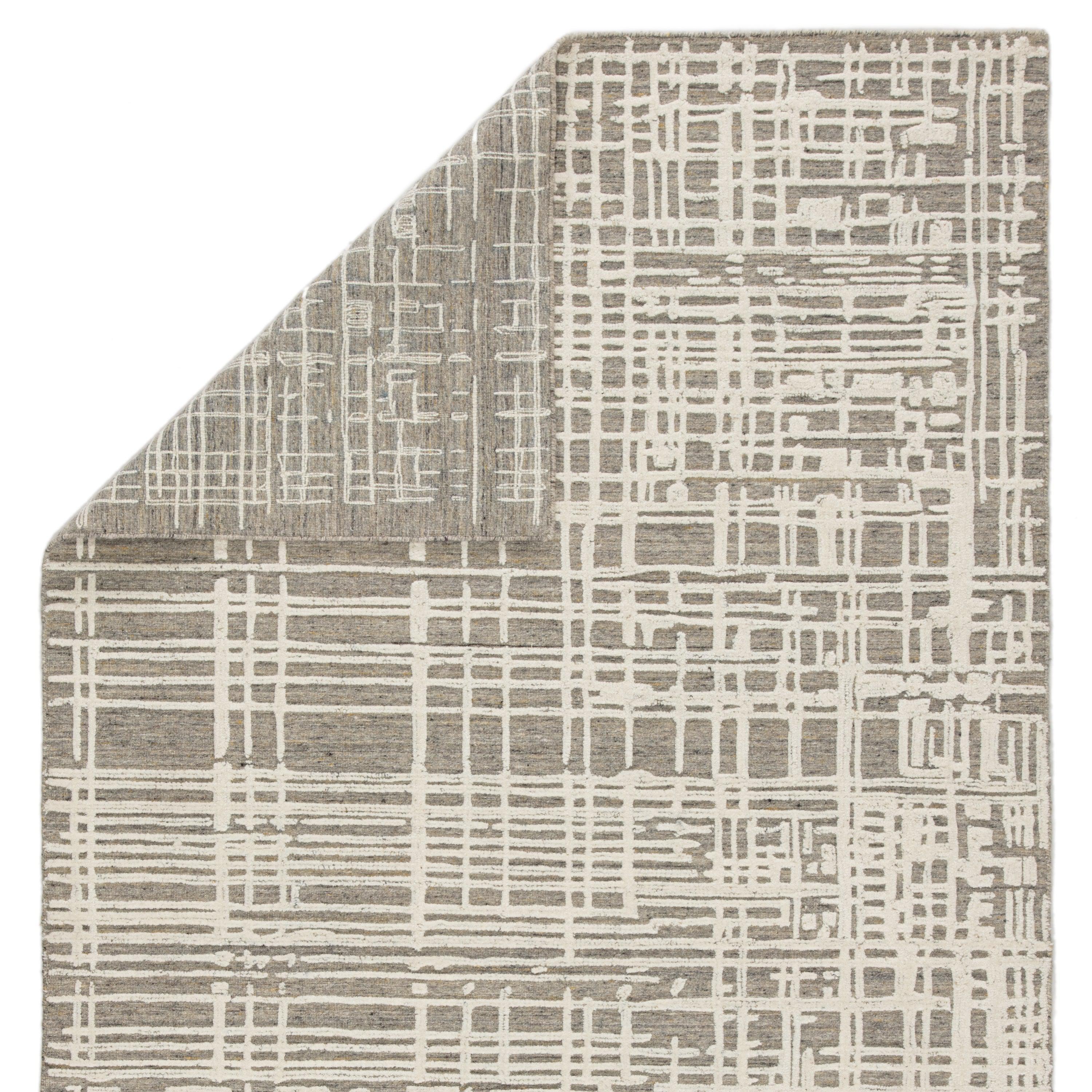 Rugs by Roo | Jaipur Living Arlo Handmade Trellis Gray Cream Area Rug-RUG143974